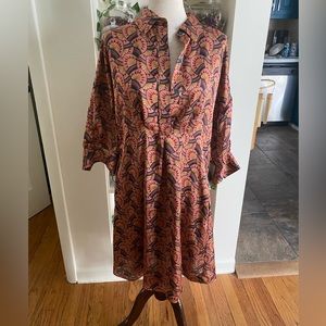 Eva Franco Anthropologie brand dress, size 8, shirt style dress, abstract print